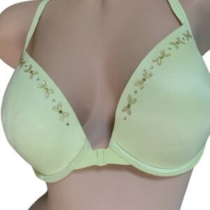 Victoria's Secret Very Sexy Push-Up Neon Yellow Butterfly Beaded Front Cl…